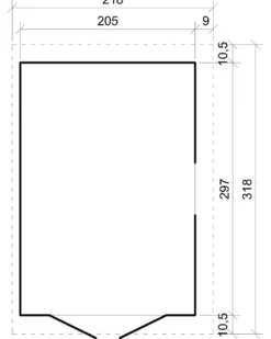 Abri de jardin en bois (avec paroi latérale) - 6 m2 -