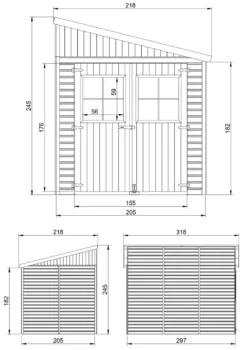 Abri de jardin en bois avec paroi latérale avec les planchers imprégné 6 m2
