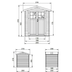Abri de jardin en bois avec sol traité porte verrouillable 3.53 m2