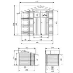 Abri de jardin en bois et range bûches extérieur avec sol traité 3,53+0,97m2