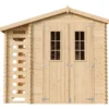 Abri de jardin en bois et range bûches extérieur avec sol traité 3,53+0,97m2