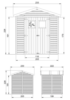 Abri de jardin en bois les planchers imprégné - h228x222x233 cm-4,2 m²