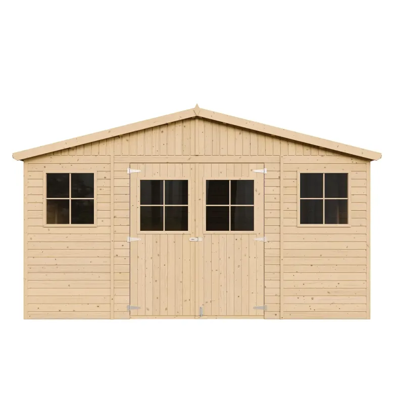 Abri de jardin en bois naturel - h246 x 418 x 420 cm- 16 m²