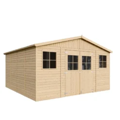 Abri de jardin en bois naturel - h246 x 418 x 420 cm- 16 m²