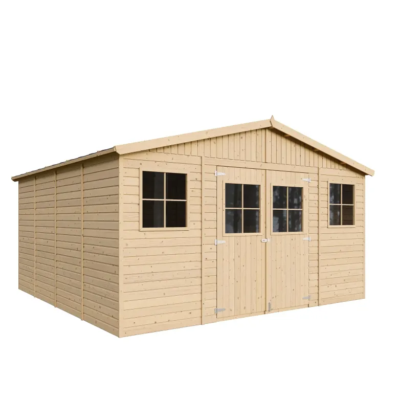 Abri de jardin en bois naturel - h246 x 418 x 420 cm- 16 m²