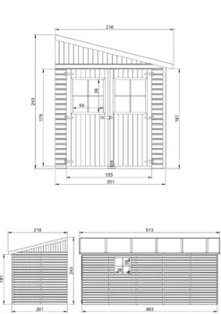 Abri de jardin en bois sans paroi latérale plus les planchers imprégné-10m2