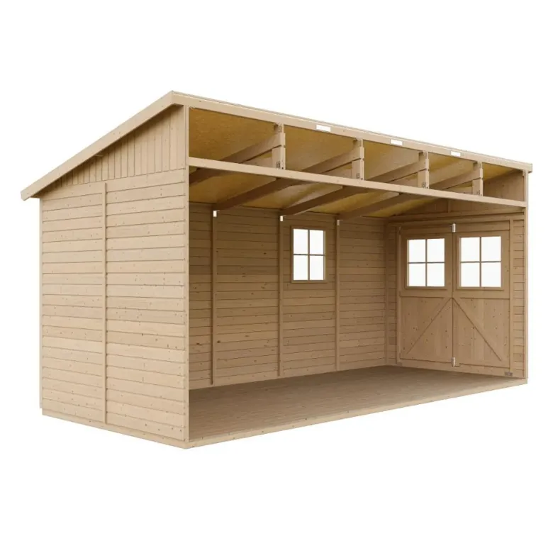 Abri de jardin en bois sans paroi latérale plus les planchers imprégné-10m2