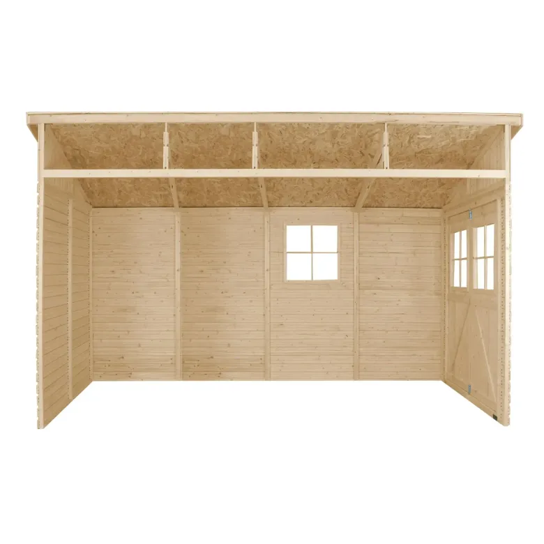 Abri de jardin en bois sans paroi latérale - 8 m2
