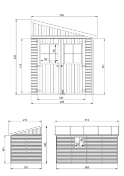 Abri de jardin en bois sans paroi latérale - 8 m2