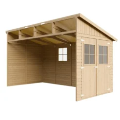 Abri de jardin en bois sans paroi latérale - 8 m2