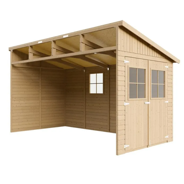 Abri de jardin en bois sans paroi latérale - 8 m2