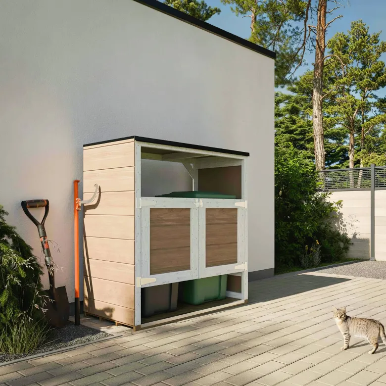 Abri de jardin pour poubelles, cache poubelle extérieur 2x240l jaune