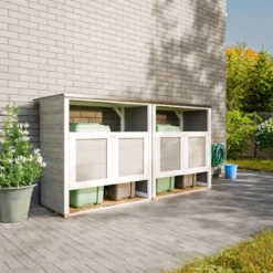 Abri de jardin pour poubelles, cache poubelle extérieur 2x240l jaune