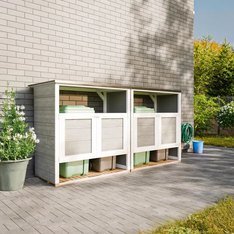 Abri de jardin pour poubelles, cache poubelle extérieur 2x240l jaune