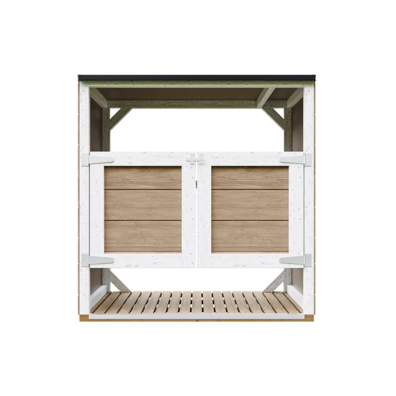 Abri de jardin pour poubelles, cache poubelle extérieur 2x240l marron