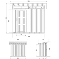 Abri de jardin qualité premium 3m² l161xl294xh239 cm - gris foncé