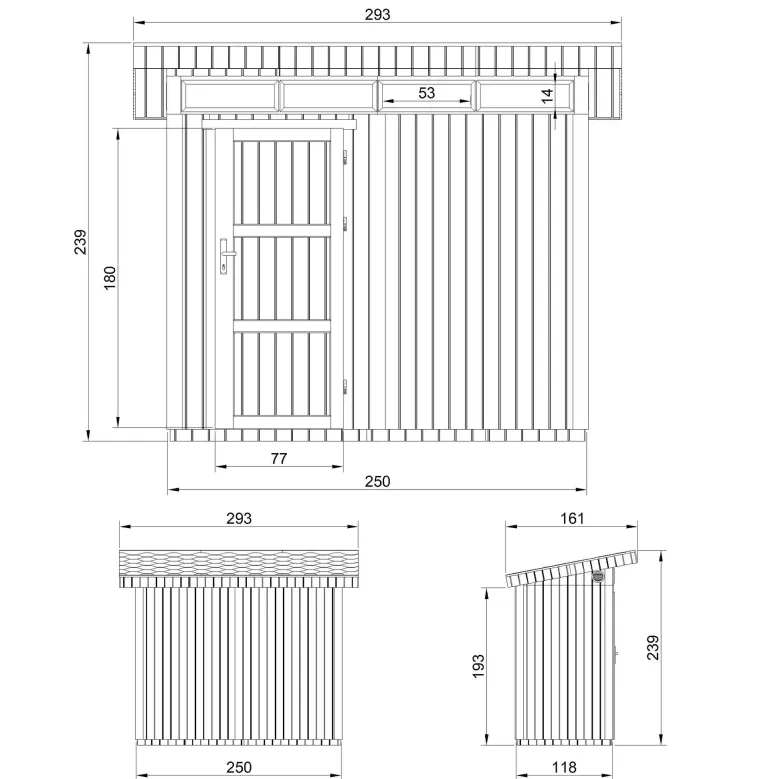 Abri de jardin qualité premium 3m² l161xl294xh239 cm - gris
