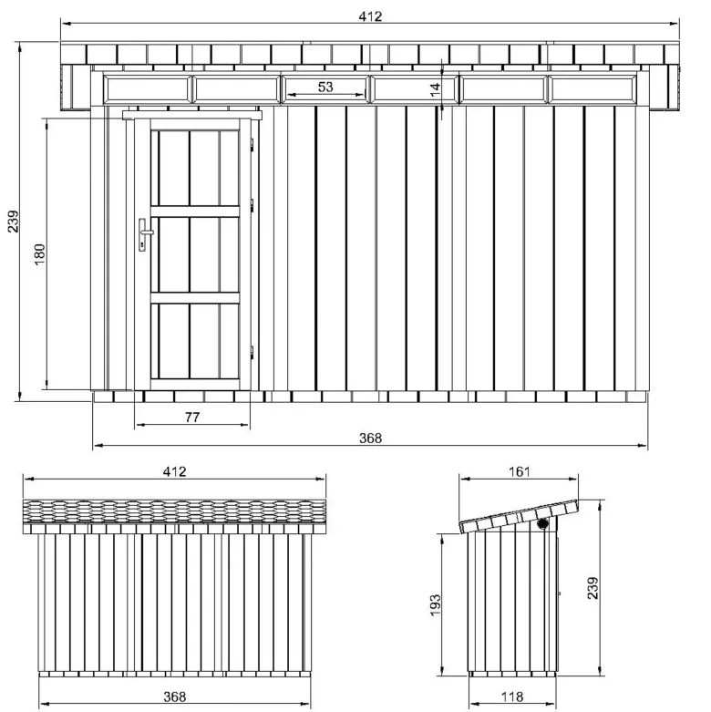 Abri de jardin qualité premium 4m² l161xl412xh239 cm - beige