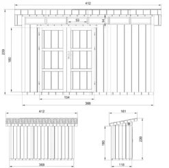 Abri de jardin qualité premium 4m² l161xl412xh239 cm - gris foncé