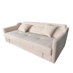 Adare canapé convertible avec coffre en velours cotelé beige 3 places