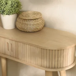 Agathe - console ovale 80x30cm en bois couleur naturelle