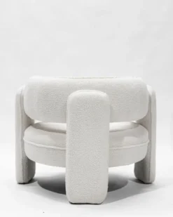 Aéla - fauteuil cocooning en tissu bouclettes beige