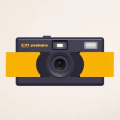 Appareil photo peeksme jaune + 1 paire de clips rose + 1 lanière bleue