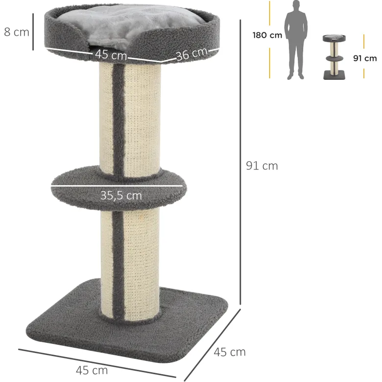 Arbre à chat avec griffoir centre d'activités 2 plateformes coussin