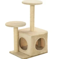 Arbre à chat griffoir grattoir niche jouet 50 x 39 x 60 cm beige