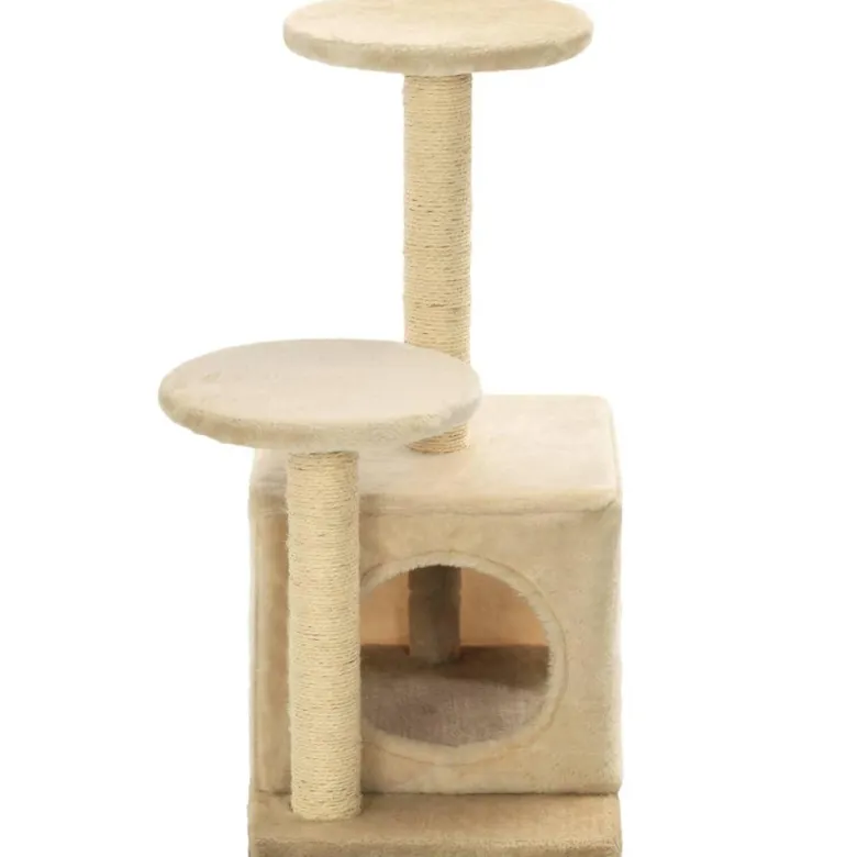 Arbre à chat griffoir grattoir niche jouet 50 x 39 x 60 cm beige