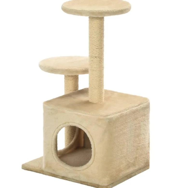 Arbre à chat griffoir grattoir niche jouet 50 x 39 x 60 cm beige