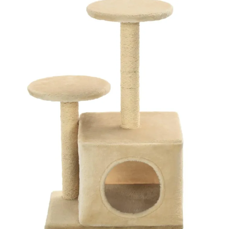 Arbre à chat griffoir grattoir niche jouet 50 x 39 x 60 cm beige