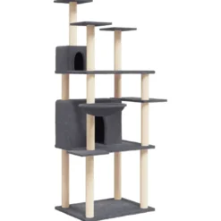 Arbre à chat meuble tour grimper jouet 90 x 83 x 166 cm gris