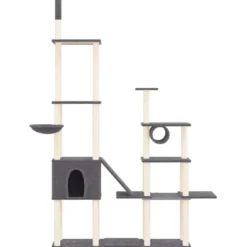 Arbre à chat meuble tour grimper jouet 166 x 35 x 279 cm gris