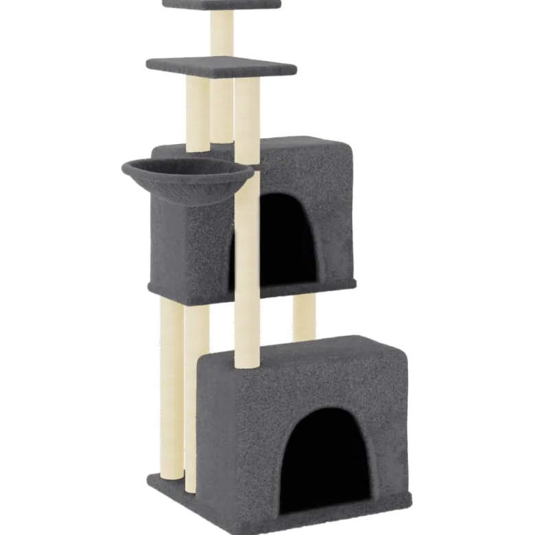 Arbre à chat meuble tour grimper jouet 73.5 x 69 x 122 cm gris