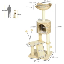 Arbre à chat style cosy chic jacinthe d'eau peluche beige