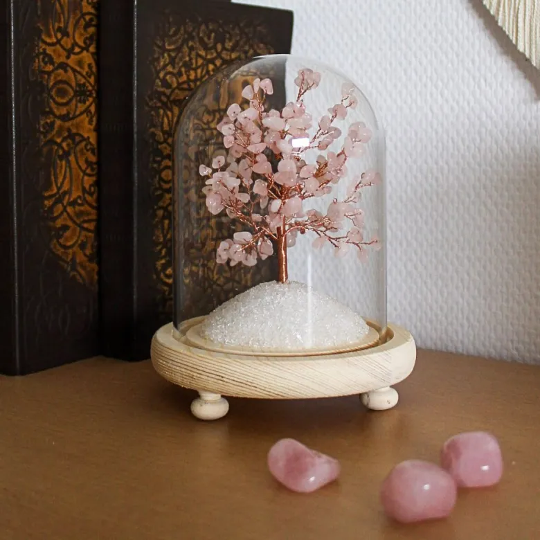 Arbre du bonheur en quartz rose