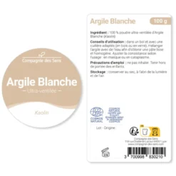 Argile blanche kaolinite - poudre ultra-ventilée - 250g