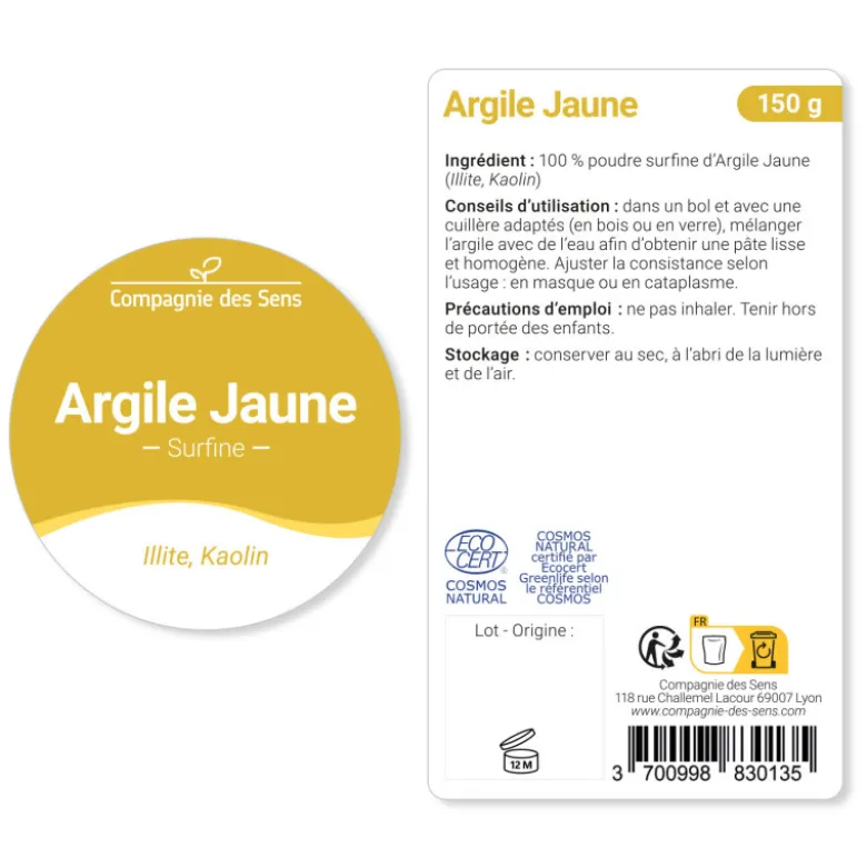 Argile jaune illite - poudre surfine - 150g