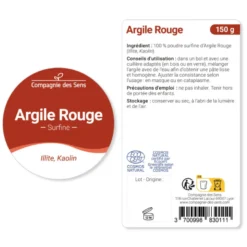 Argile rouge illite - poudre surfine - 150g