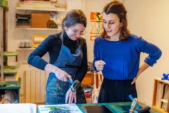 Atelier - linogravure sur sac - paris