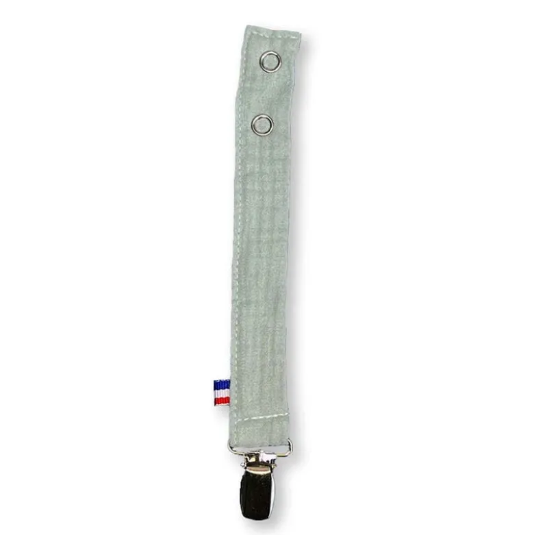 Attache tétine en coton bio teddy vert