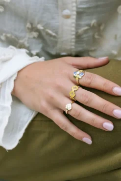 Bague ajustable chiado - azulejos plaqué or