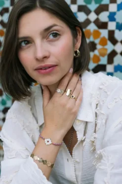 Bague ajustable longue et martelée - sintra