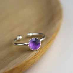 Bague améthyste argent réglable femme