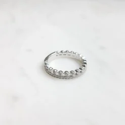 Bague argent couronne pierres zirconium