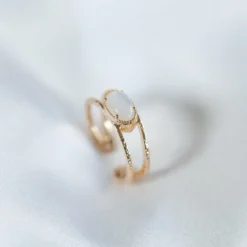 Bague double pierre de lune or ajustable