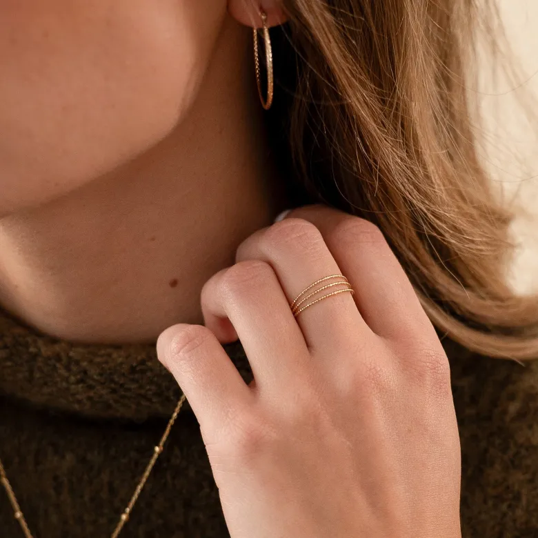 Bague réglable triple anneaux doré
