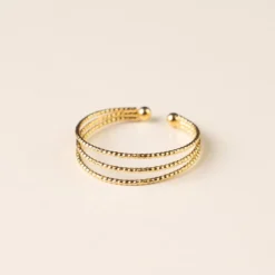 Bague réglable triple anneaux doré