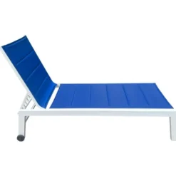 Bain de soleil barbados en textilène bleu - aluminium blanc